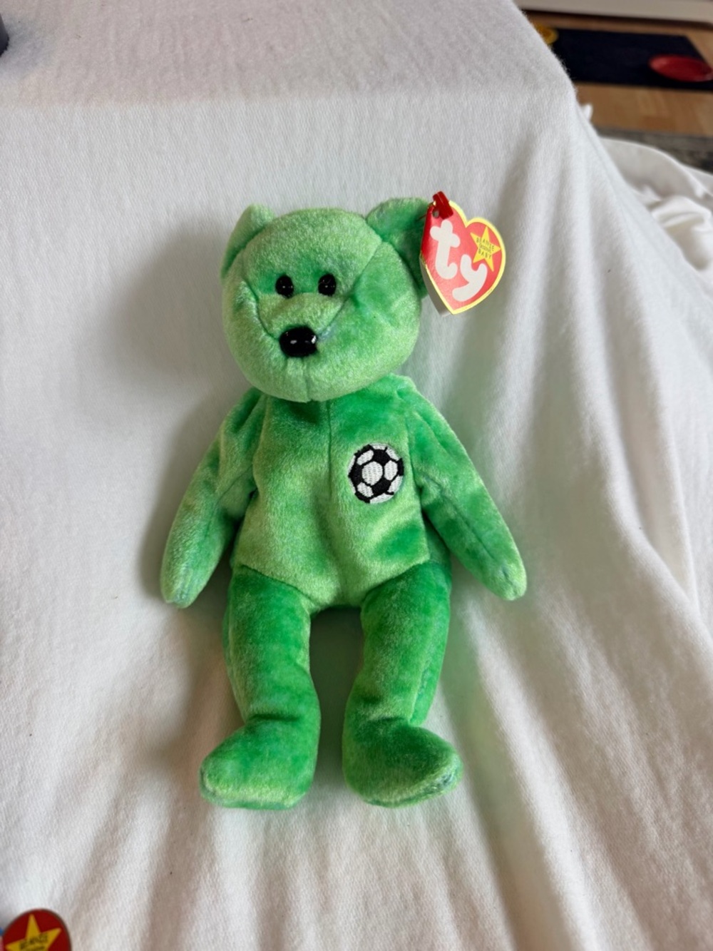Ty Green Soccer Bear Beanie Baby Plush